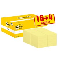 16 + 4 GRATIS: Post-it® Notes Haftnotizen gelb, 16...