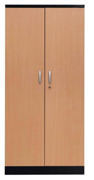 Gürkan Stahlschrank 100125 tiefschwarz, buche 4 Fachböden 92,0 x 42,0 x 195,0 cm, aufgebaut, 1 St.