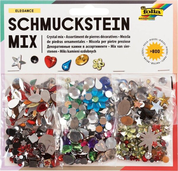 folia Schmucksteine mehrfarbig Elegance 800 Teile, 1 Pack