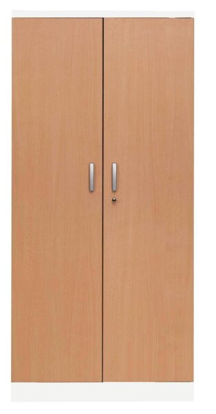 Gürkan Stahlschrank 100113 verkehrsweiß, buche 4 Fachböden 92,0 x 42,0 x 195,0 cm, aufgebaut, 1 St.