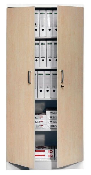Gürkan Stahlschrank 100118 verkehrsweiß, ahorn 4 Fachböden 92,0 x 42,0 x 195,0 cm, aufgebaut, 1 St.