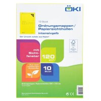 ÖKI Sichthüllen Ordo DIN A4 gelb glatt 120 g/qm, 100 St.