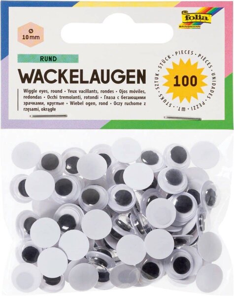 folia Wackelaugen weiß 10,0 mm Ø 10,0 mm, 100 St.