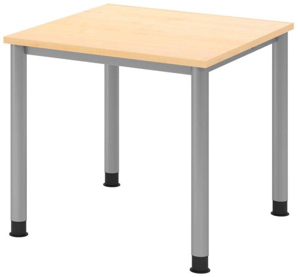 HAMMERBACHER HS08 höhenverstellbarer Schreibtisch ahorn quadratisch, 4-Fuß-Gestell silber 80,0 x 80,0 cm