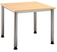 HAMMERBACHER HS08 höhenverstellbarer Schreibtisch ahorn quadratisch, 4-Fuß-Gestell silber 80,0 x 80,0 cm