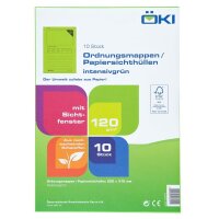 ÖKI Sichthüllen Ordo DIN A4 grün glatt 120 g/qm, 100 St.
