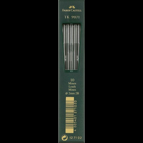 FABER-CASTELL TK 9071 Fallminen-Bleistiftminen schwarz 2B 2,0 mm, 10 St.