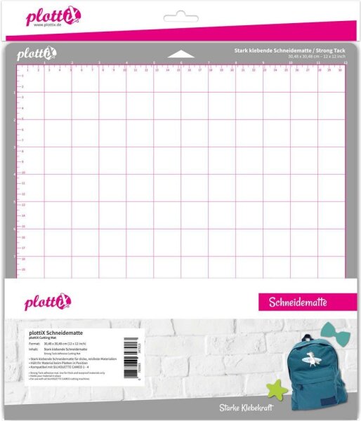 plottiX Schneidematte für Schneideplotter stark klebend 305 x 305 mm (12 x 12 Zoll) , 1 St.
