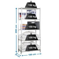 Simonrack Schwerlastregal MADERCLICK PLUS 8435104910771 silber 100,0 x 30,0 x 200,0 cm