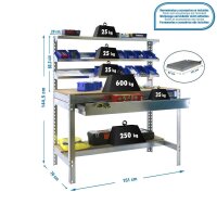 Simonrack Werkbank SIMONWORK BT1 BOX silber 1 Schublade 151,0 x 76,0 x 144,5 cm
