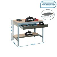 Simonrack Werkbank SIMONWORK BT0 BOX grau 1 Schublade 151,0 x 76,0 x 84,2 cm