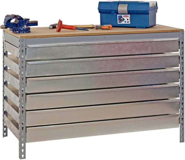 Simonrack Werkbank SIMONWORK BT5 BOX grau 6 Schubladen 121,0 x 76,0 x 84,2 cm