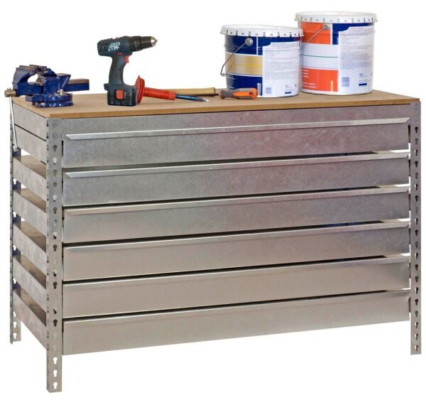 Simonrack Werkbank SIMONWORK BT5 BOX silber 6 Schubladen 91,0 x 61,0 x 84,2 cm