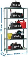 Simonrack Schwerlastregal MADERCLICK MINI 8435104937235 grau 80,0 x 30,0 x 180,0 cm