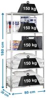 Simonrack Schwerlastregal MADERCLICK MINI 8435104937266 silber 80,0 x 30,0 x 180,0 cm