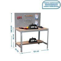 Simonrack Werkbank SIMONWORK BT2 grau 151,0 x 61,0 x 144,5 cm