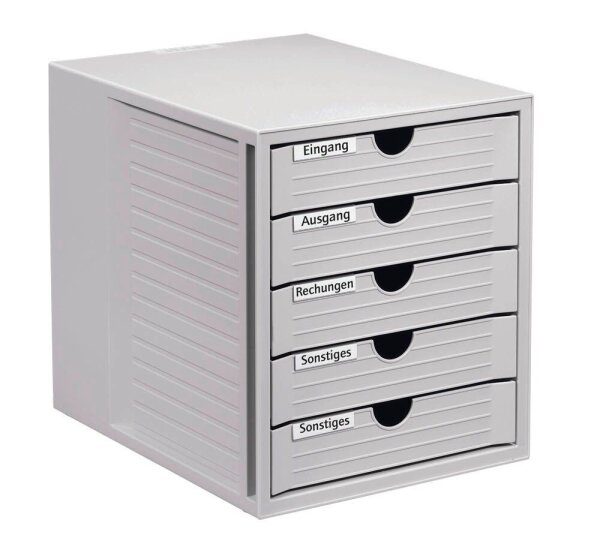 HAN Schubladenbox System-Box  lichtgrau 1450-11D, DIN A4 mit 5 Schubladen, 1 St.