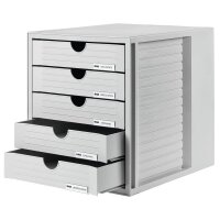 HAN Schubladenbox System-Box  lichtgrau 1450-11D, DIN A4 mit 5 Schubladen, 1 St.