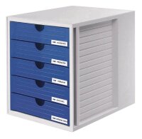 HAN Schubladenbox System-Box  blau 1450-14D, DIN A4 mit 5...