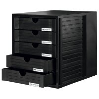 HAN Schubladenbox System-Box  schwarz 1450-13D, DIN A4 mit 5 Schubladen, 1 St.