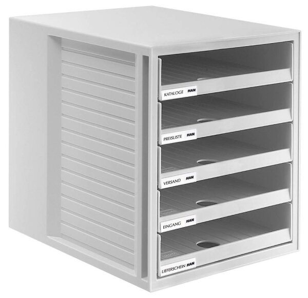 HAN Schubladenbox Schrank-Set  lichtgrau 1401-11D, DIN A4 mit 5 Schubladen, 1 St.