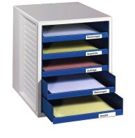 HAN Schubladenbox Schrank-Set  blau 1401-14D, DIN A4 mit 5 Schubladen, 1 St.