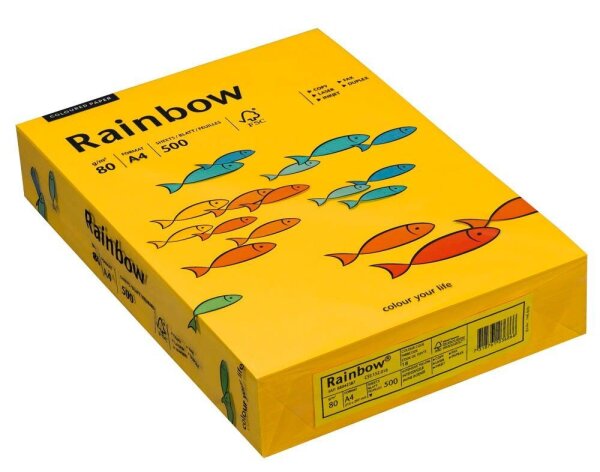 Rainbow Kopierpapier COLOURED PAPER intensivgelb DIN A4 80 g/qm 500 Blatt