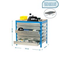 Simonrack Werkbank SIMONWORK BT5 BOX blau 6 Schubladen...