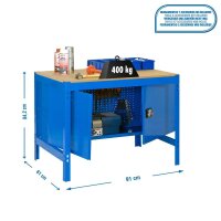 Simonrack Werkbank SIMONWORK BT0 blau 91,0 x 61,0 x 84,2 cm