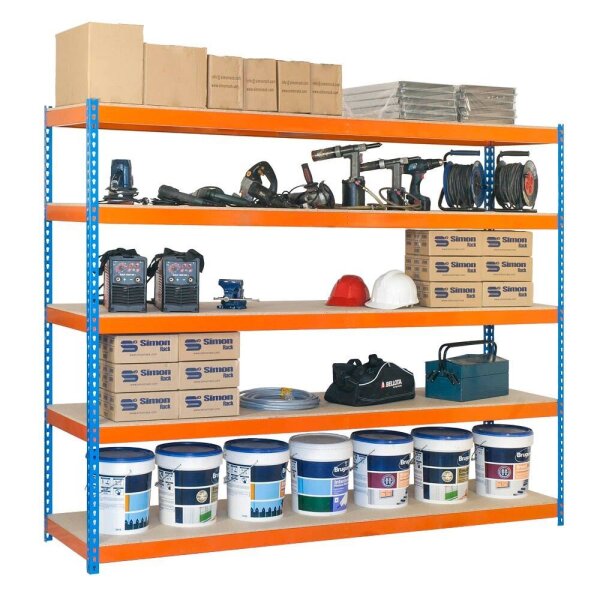 Simonrack Schwerlast-Weitspannregal SIMONFORTE CHIPBOARD 8435104951088 blau, orange 150,0 x 45,0 x 200,0 cm