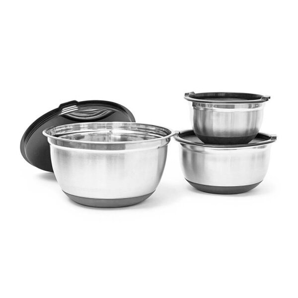 relaxdays Schüssel-Set BOWLY silber 3-tlg.  ( 10019120_304 )