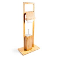 relaxdays WC-Garnitur braun, silber Holz, 1 St.