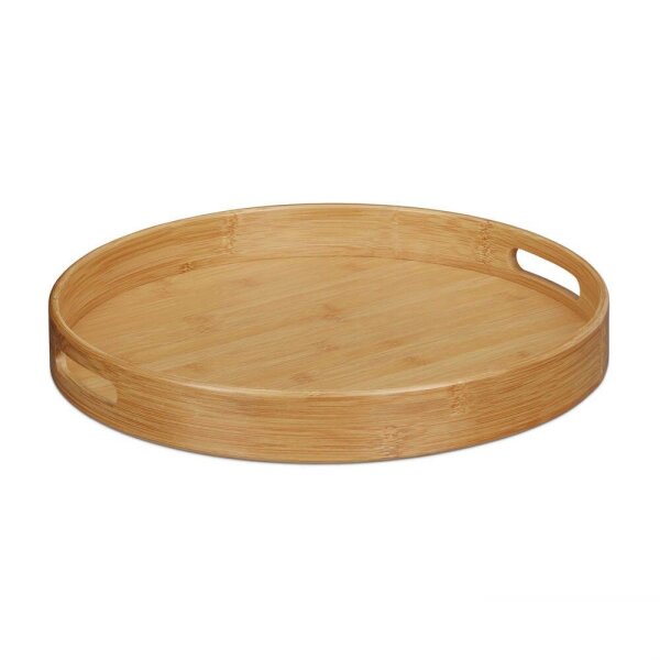 relaxdays Tablett braun rund Ø 38,5 cm, 1 St.