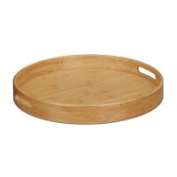 relaxdays Tablett braun rund Ø 38,5 cm, 1 St.