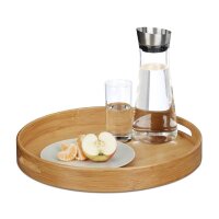 relaxdays Tablett braun rund Ø 38,5 cm, 1 St.