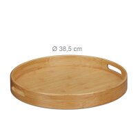 relaxdays Tablett braun rund Ø 38,5 cm, 1 St.