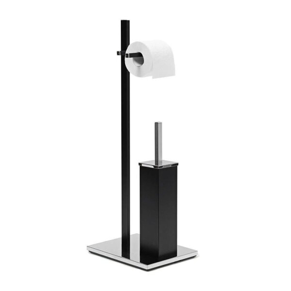 relaxdays WC-Garnitur schwarz, silber Metall, 1 St.