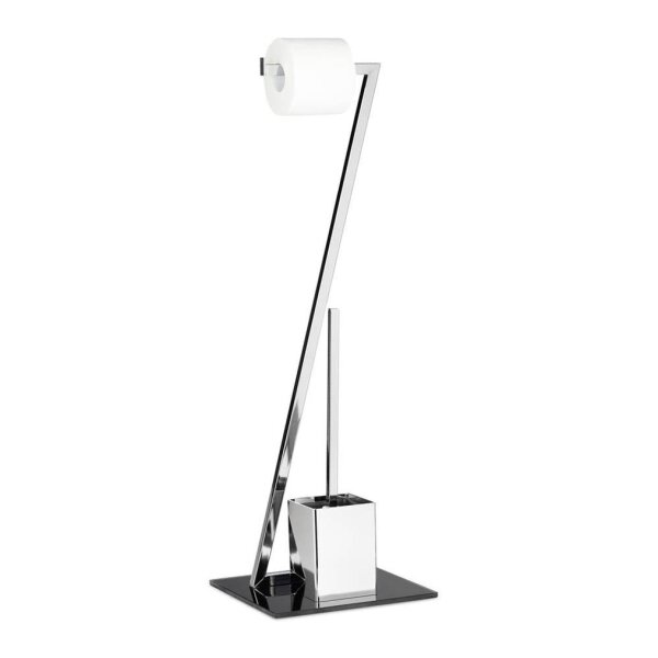 relaxdays WC-Garnitur GLASS silber, schwarz Metall  ( 10020452_0 )