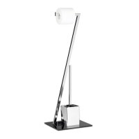 relaxdays WC-Garnitur GLASS silber, schwarz Metall  (...