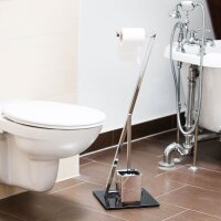 relaxdays WC-Garnitur GLASS silber, schwarz Metall  (...