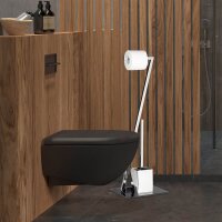 relaxdays WC-Garnitur GLASS silber, schwarz Metall  ( 10020452_0 )