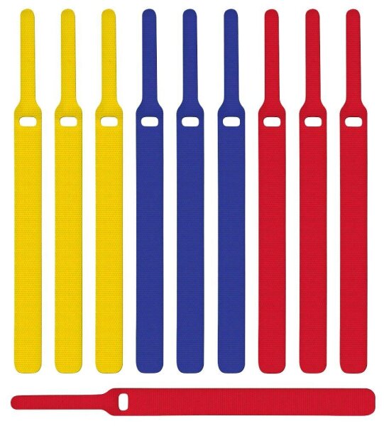 LABEL THE CABLE Klettkabelbinder BASIC STRAPS farbsortiert 17,0 cm x 1,4 cm, 10 St.