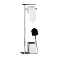 relaxdays WC-Garnitur silber, schwarz Metall, 1 St.