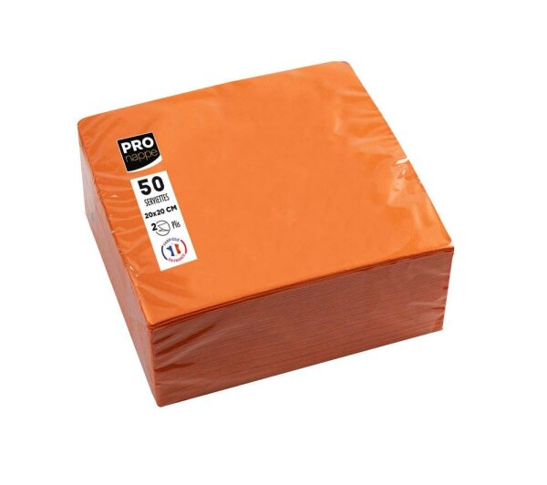 PROnappe Servietten orange 2-lagig 20,0 x 20,0 cm, 50 St.