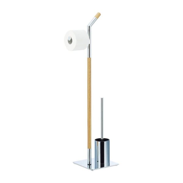 relaxdays WC-Garnitur silber, braun Metall  ( 10024539_0 )