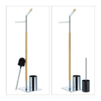 relaxdays WC-Garnitur silber, braun Metall  ( 10024539_0 )