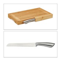relaxdays Schneidebrett Natur 40,0 x 24,0 cm 2-tlg., 1 Set