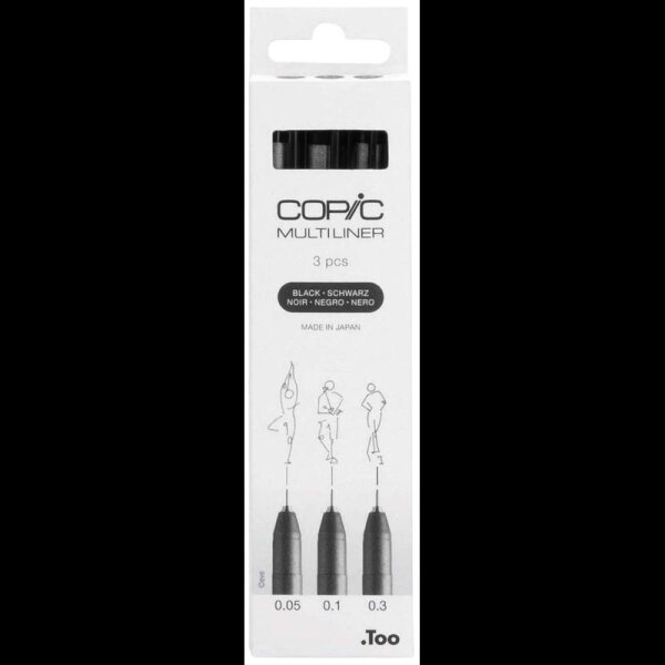 COPIC® Multiliner Fineliner schwarz 0.05 + 0.1 + 0.3 mm, 3 St.