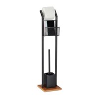 relaxdays WC-Garnitur schwarz, braun Metall, 1 St.