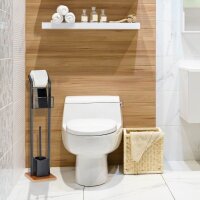 relaxdays WC-Garnitur schwarz, braun Metall, 1 St.